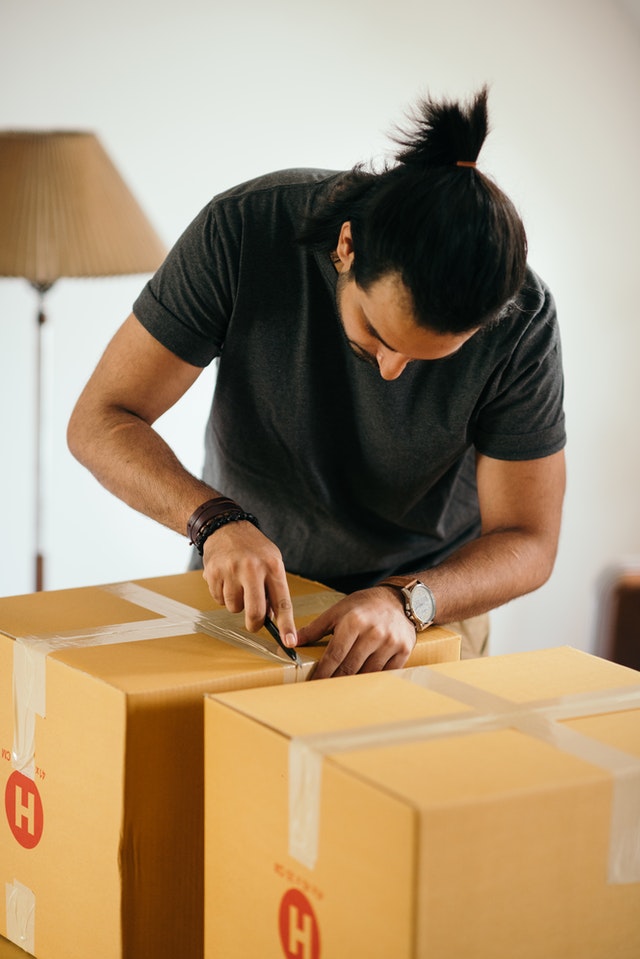 man packing